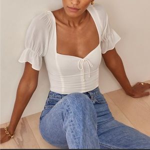 Reformation ivory Delevan Top blouse 10 NWT